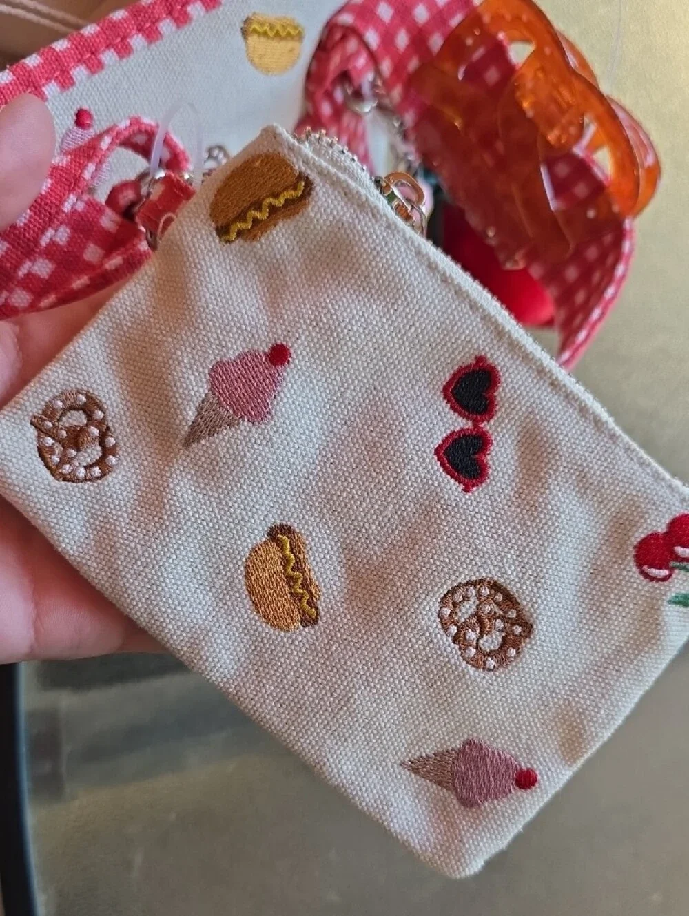 Stylish Red Gingham Tote with Cherry & Sweets Embroidery - Picture 9 of 10